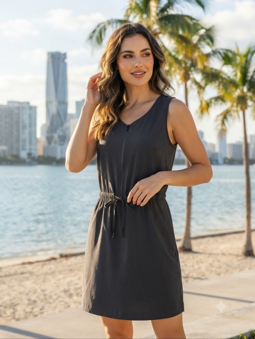 Women’s FLX Active Zip-Front Dress with Built-In Shorts - Size XL